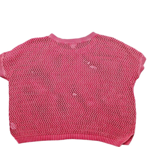 Mossimo Magenta Short Cap Sleeve Open Weave Knit Sweater Short Sleeve Size Large - Picture 6 of 9
